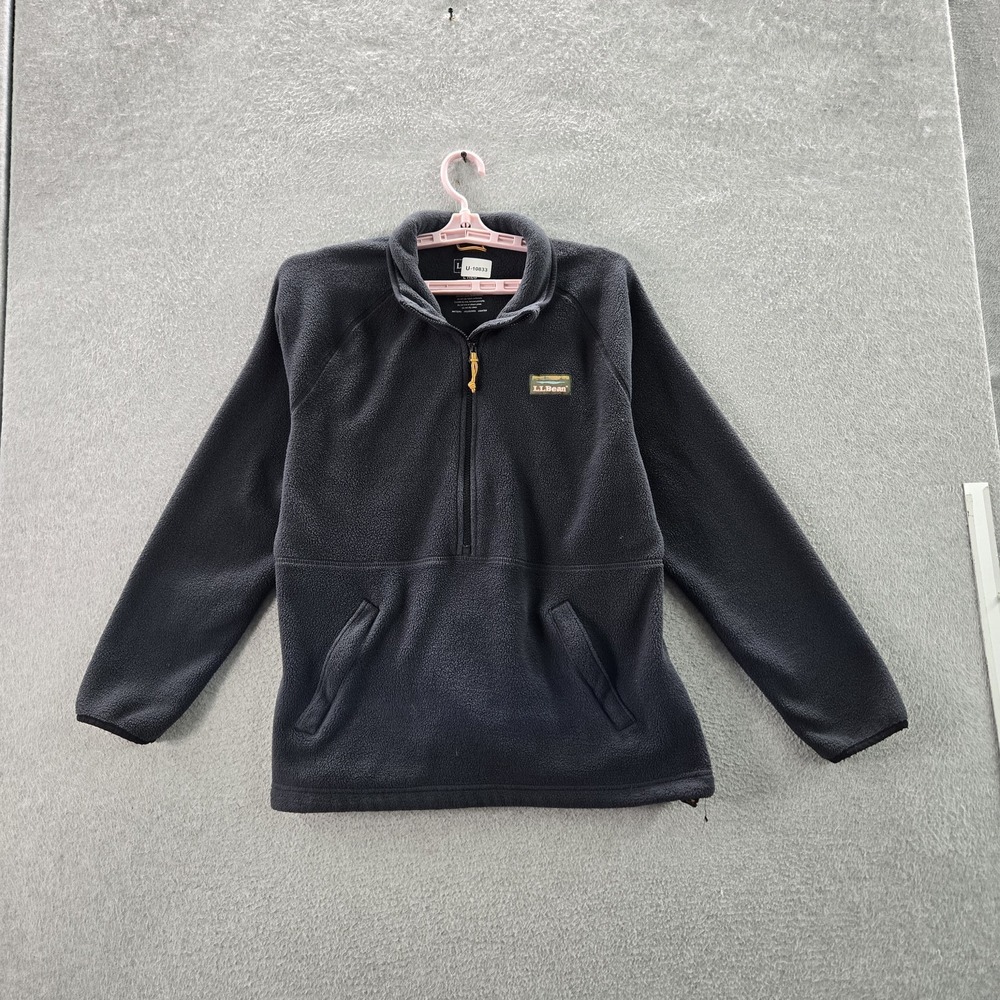 L.l.bean Women Sweatshirt L REGULAR Blue Fleece Activewear Zipper Long Sleeve